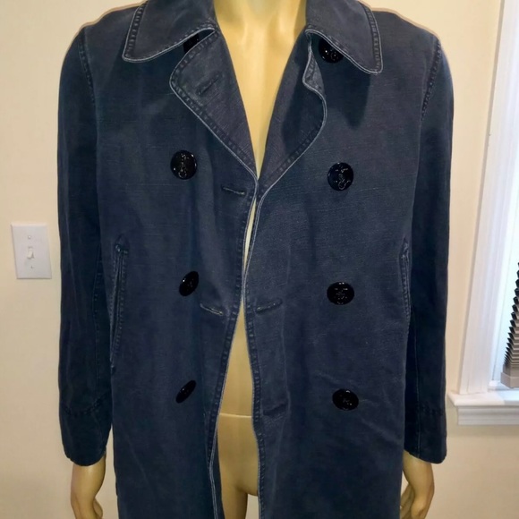 Polo Ralph Lauren Dark Blue Double Breasted Naval Military Denim Peacoat Jacket.